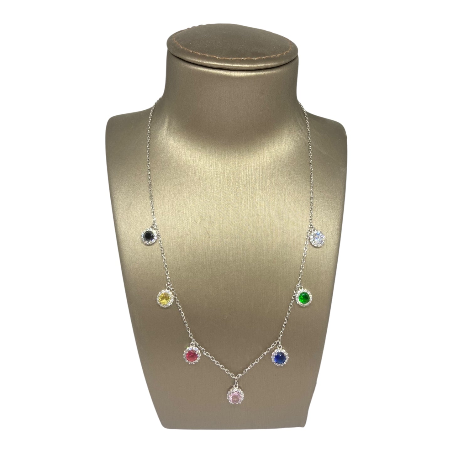 Silver Necklace with ColorfulStones-سلسال فضة باحجار ملونة 