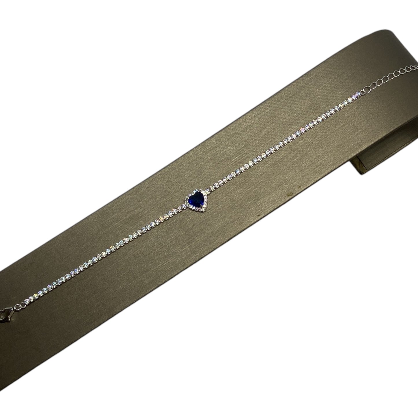 925 Silver Tennis Bracelet (4 Stone Colors option )-اسوارة تنس فضة مع قلب (٤الوان)