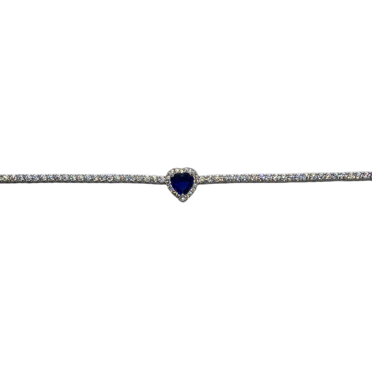 925 Silver Tennis Bracelet (4 Stone Colors option )-اسوارة تنس فضة مع قلب (٤الوان)
