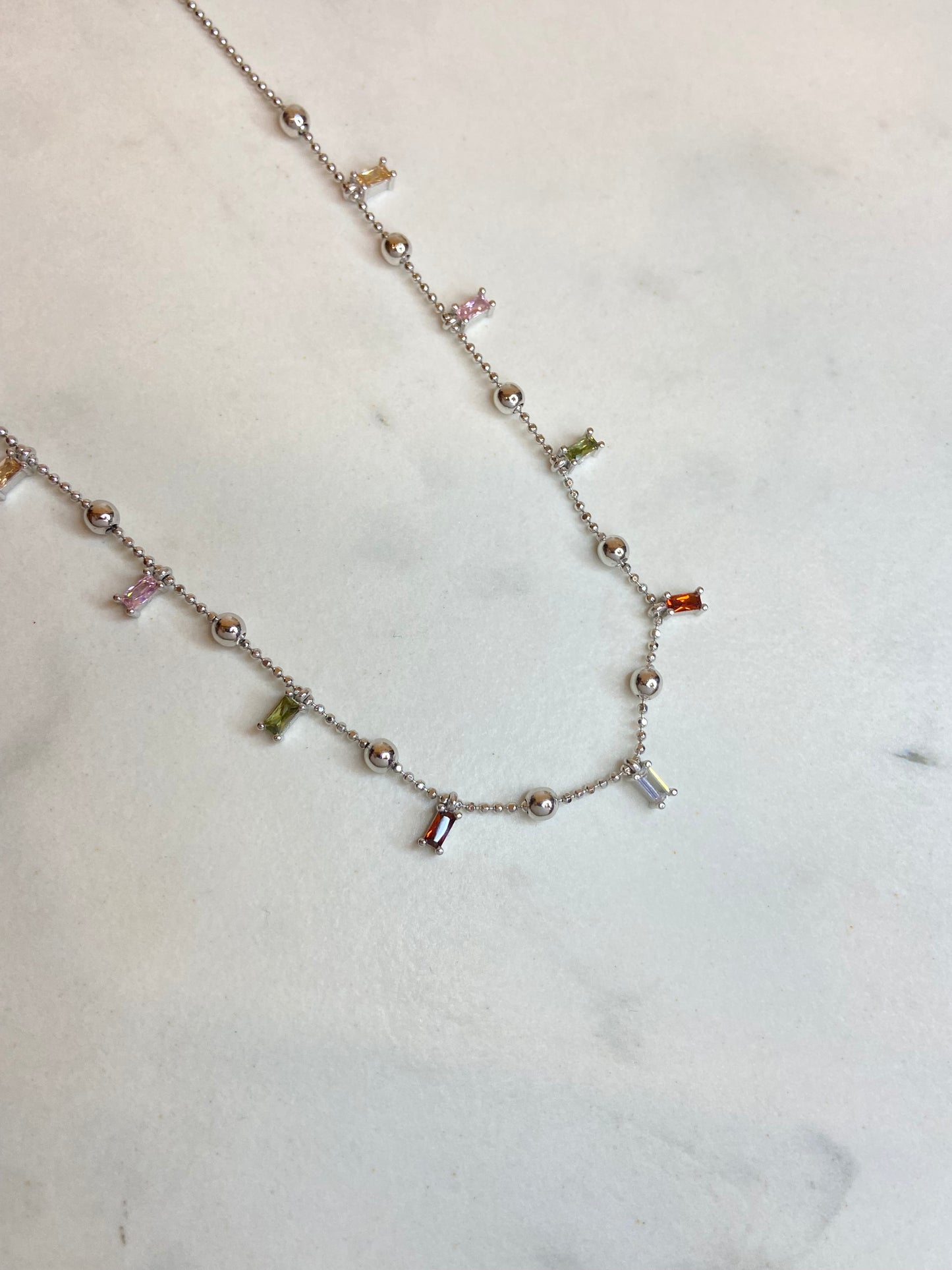 Colorful Silver Choker - تشوكر فضة بأحجار ملون