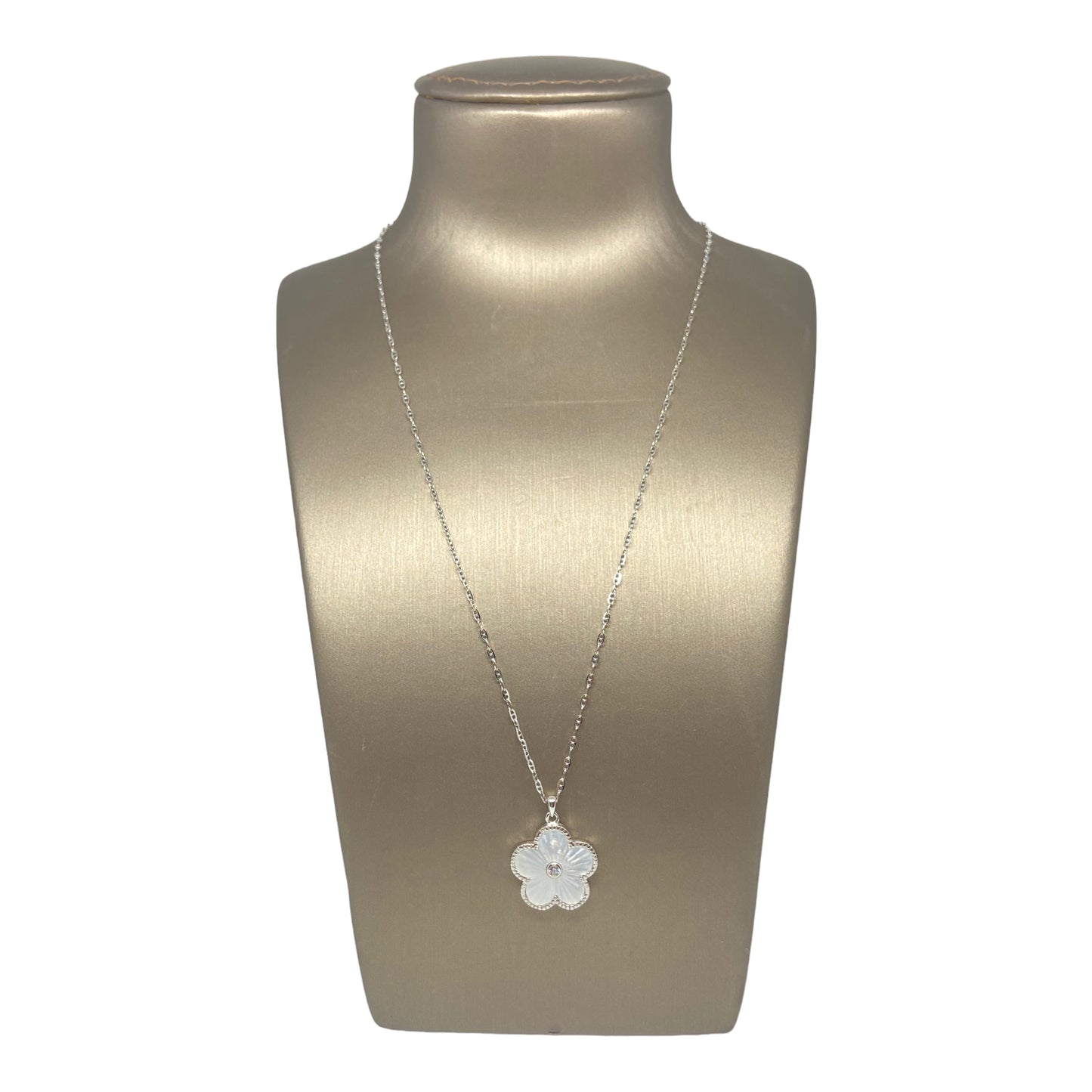Flower Silver Necklace- سلسال فضة على شكل ورده