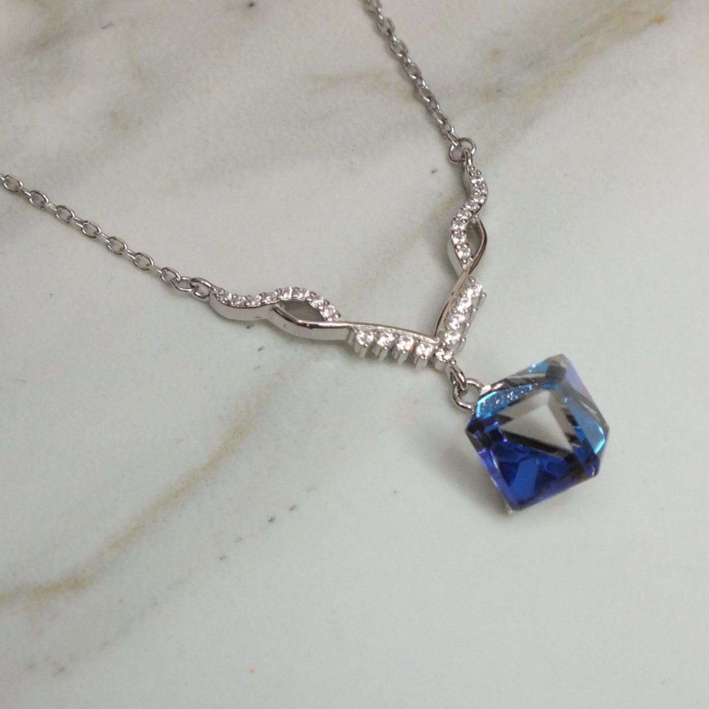 925Silver Necklace - سلسال فضة مع حجر كريستال