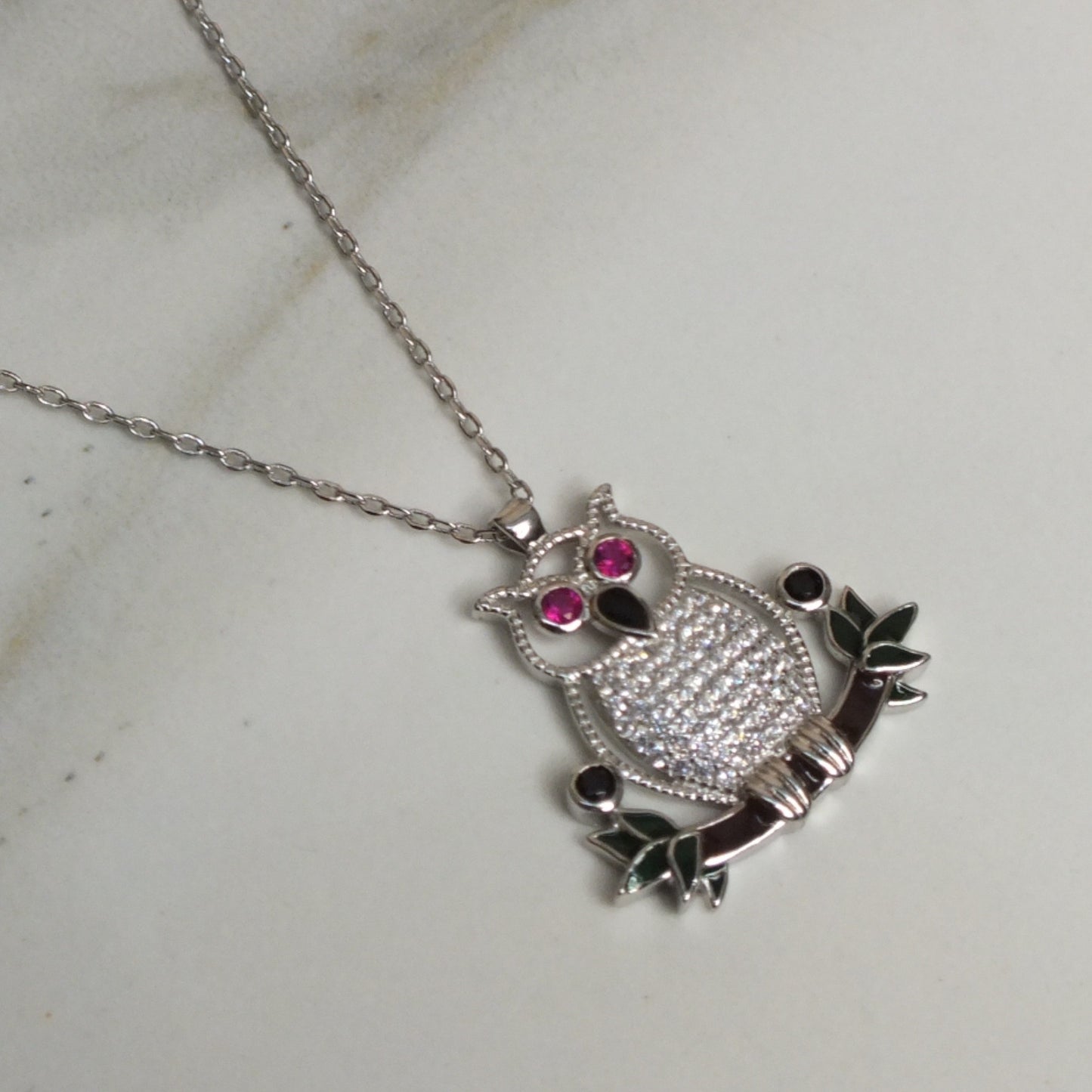 Owl Silver Necklace- سلسال فضة شكل بومة
