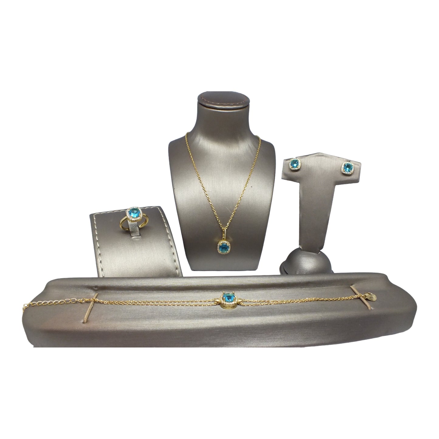 Gold Plated Silver Necklace -طقم فضي مطلي بالذهب