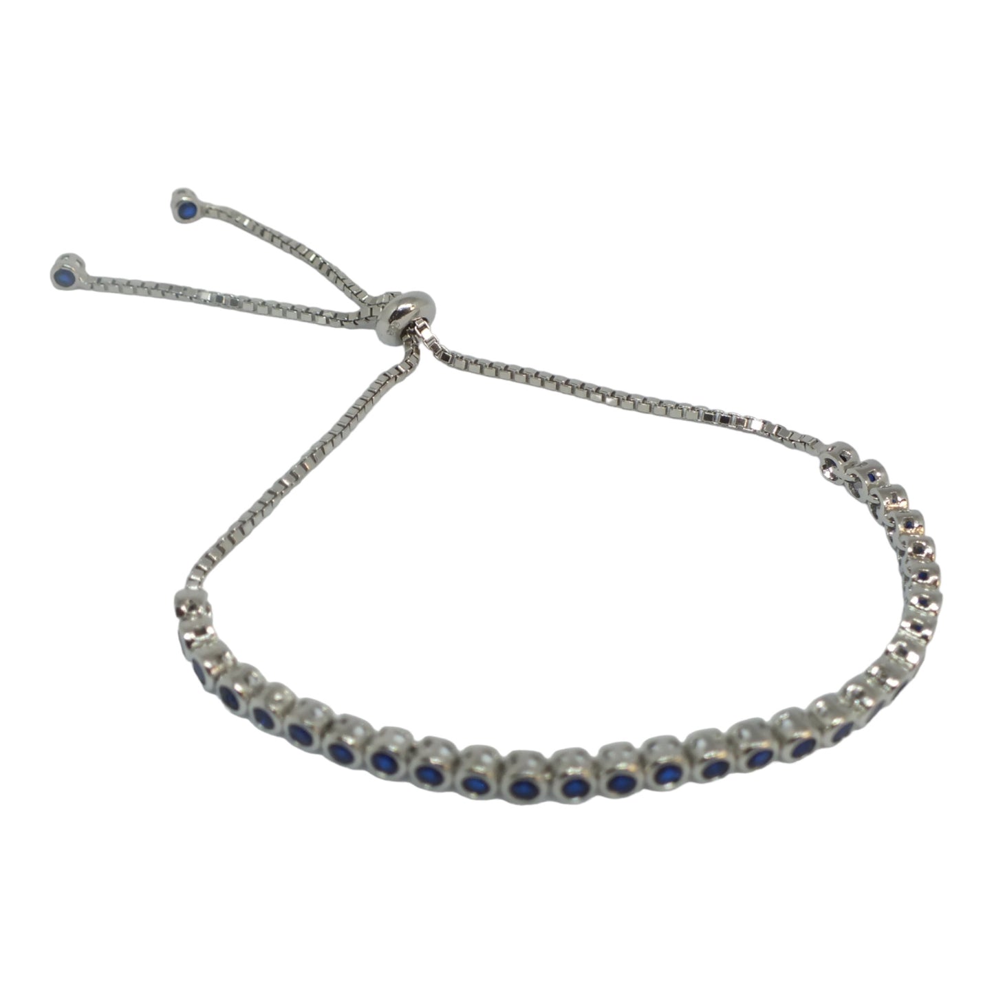 Slide silver Tennis Bracelet-اسوارة تنس فضة قفل سحاب و احجار كحلية