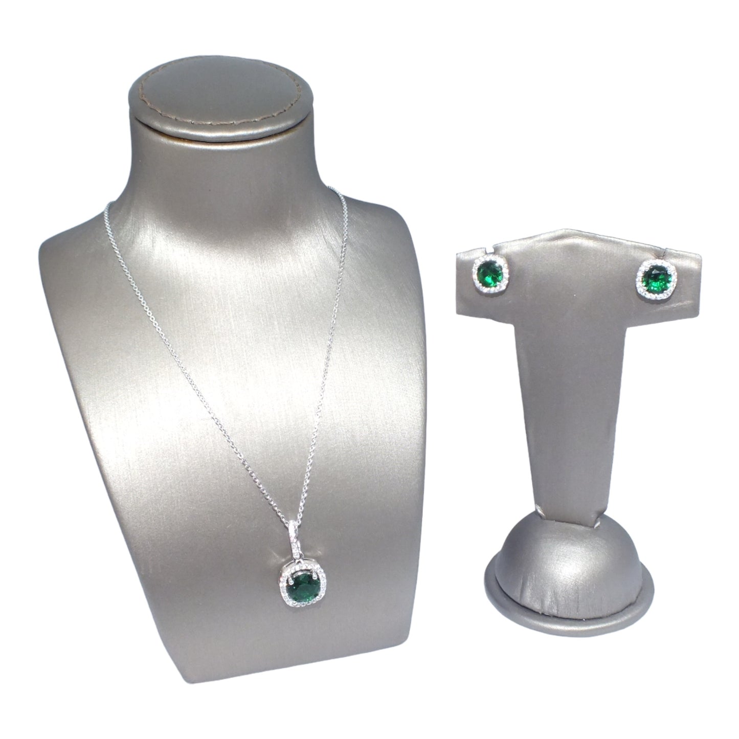 May Birthstone Necklace & Earrings Silver Miniset-طقم فضة سلسال و حلق حجر ميلاد شهر مايو
