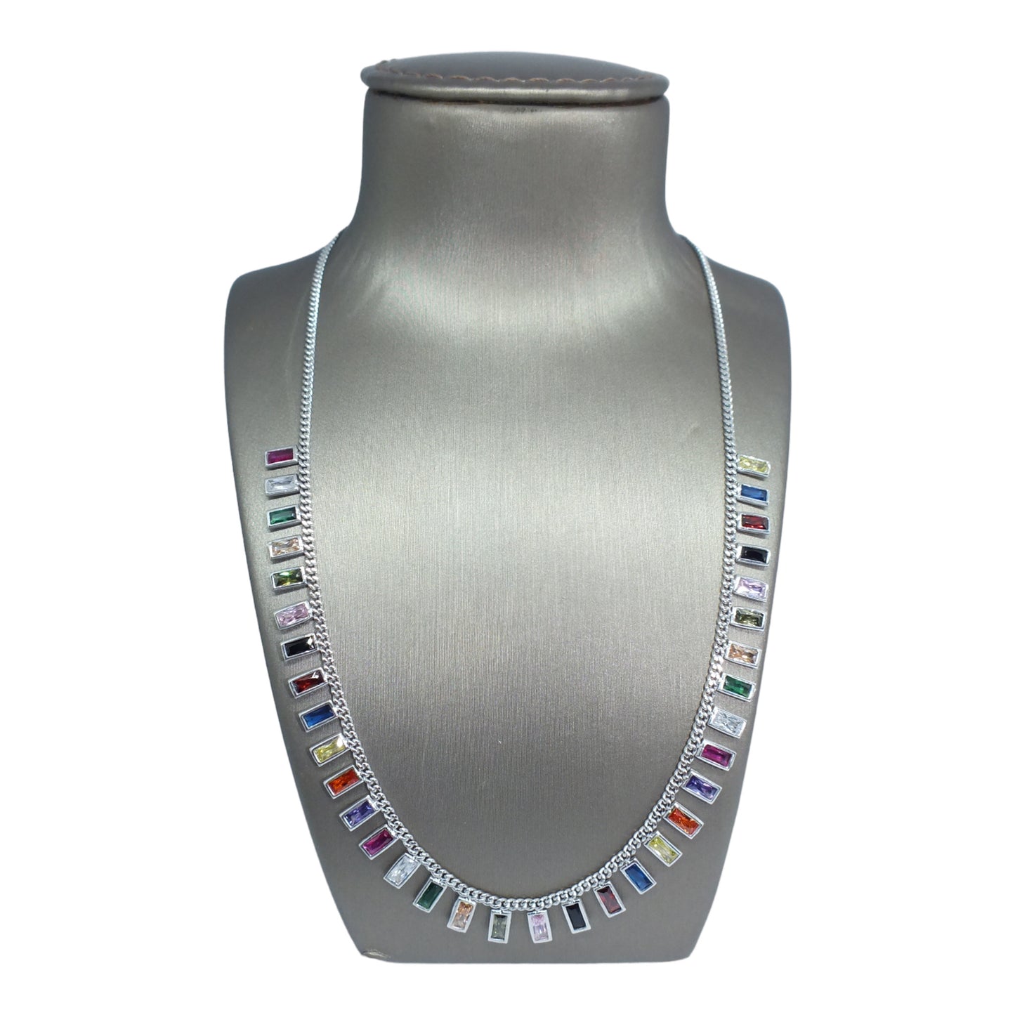 Silver Necklace with ColorfulStones-سلسال فضة باحجار ملونة 
