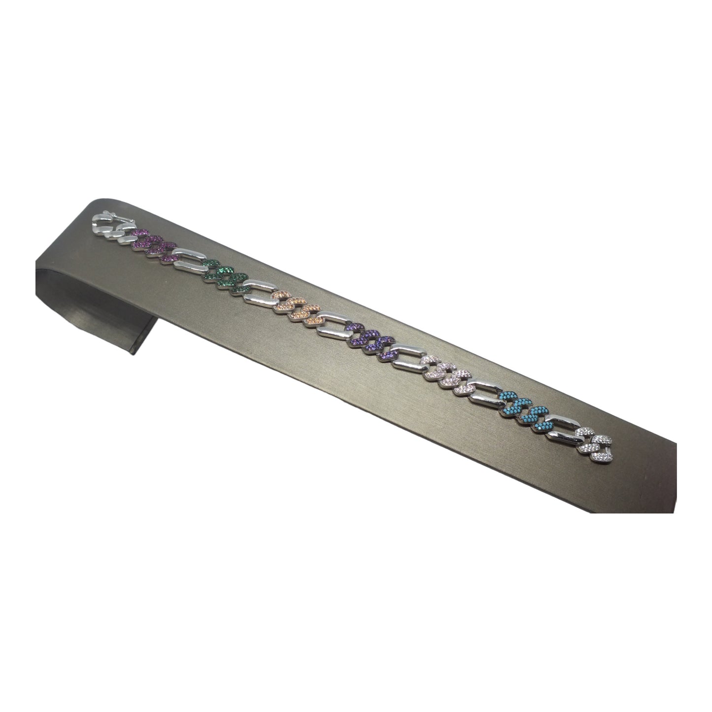 Colorful Silver Bracelet-اسوارة فضة باحجار ملونة