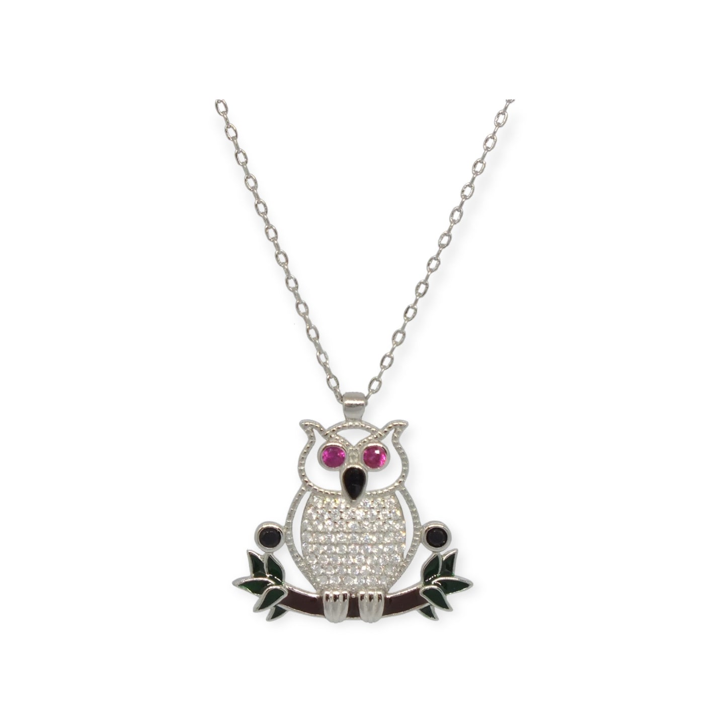 Owl Silver Necklace- سلسال فضة شكل بومة