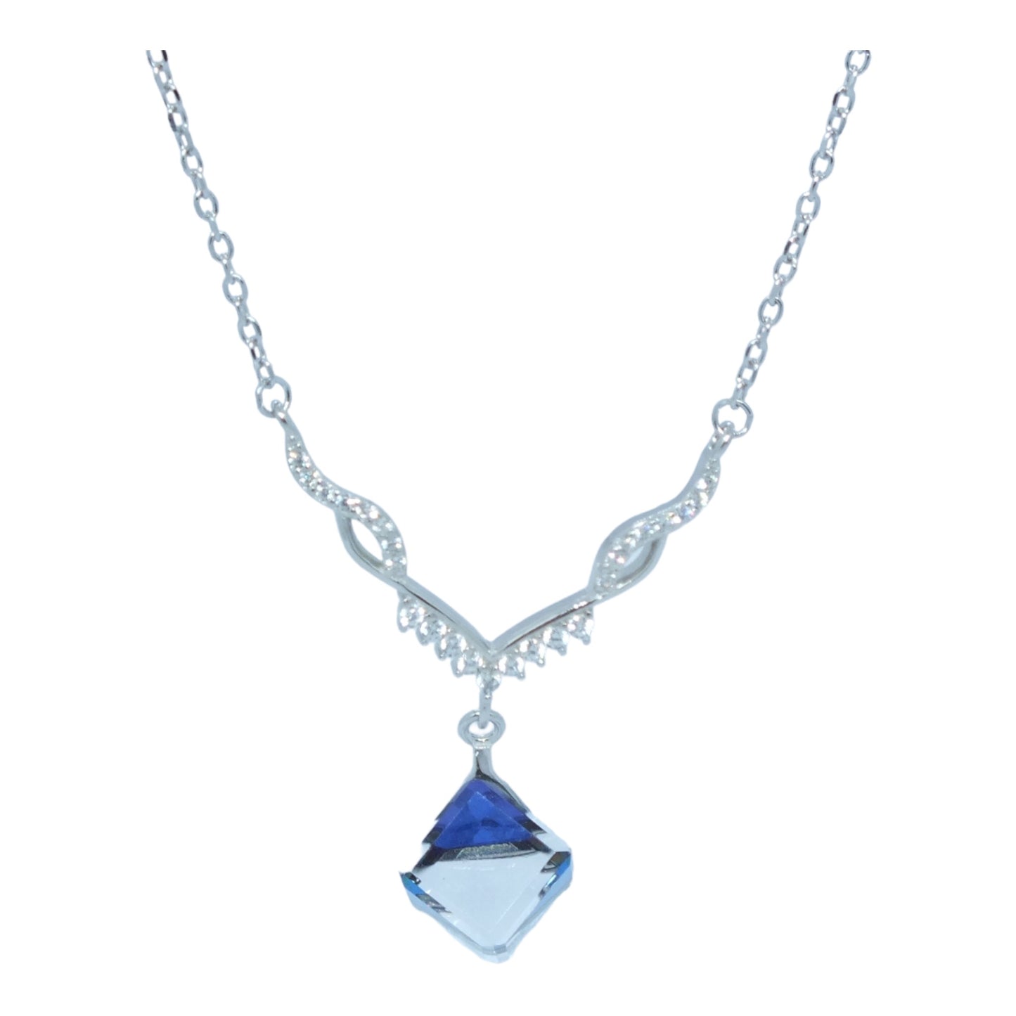 925Silver Necklace - سلسال فضة مع حجر كريستال