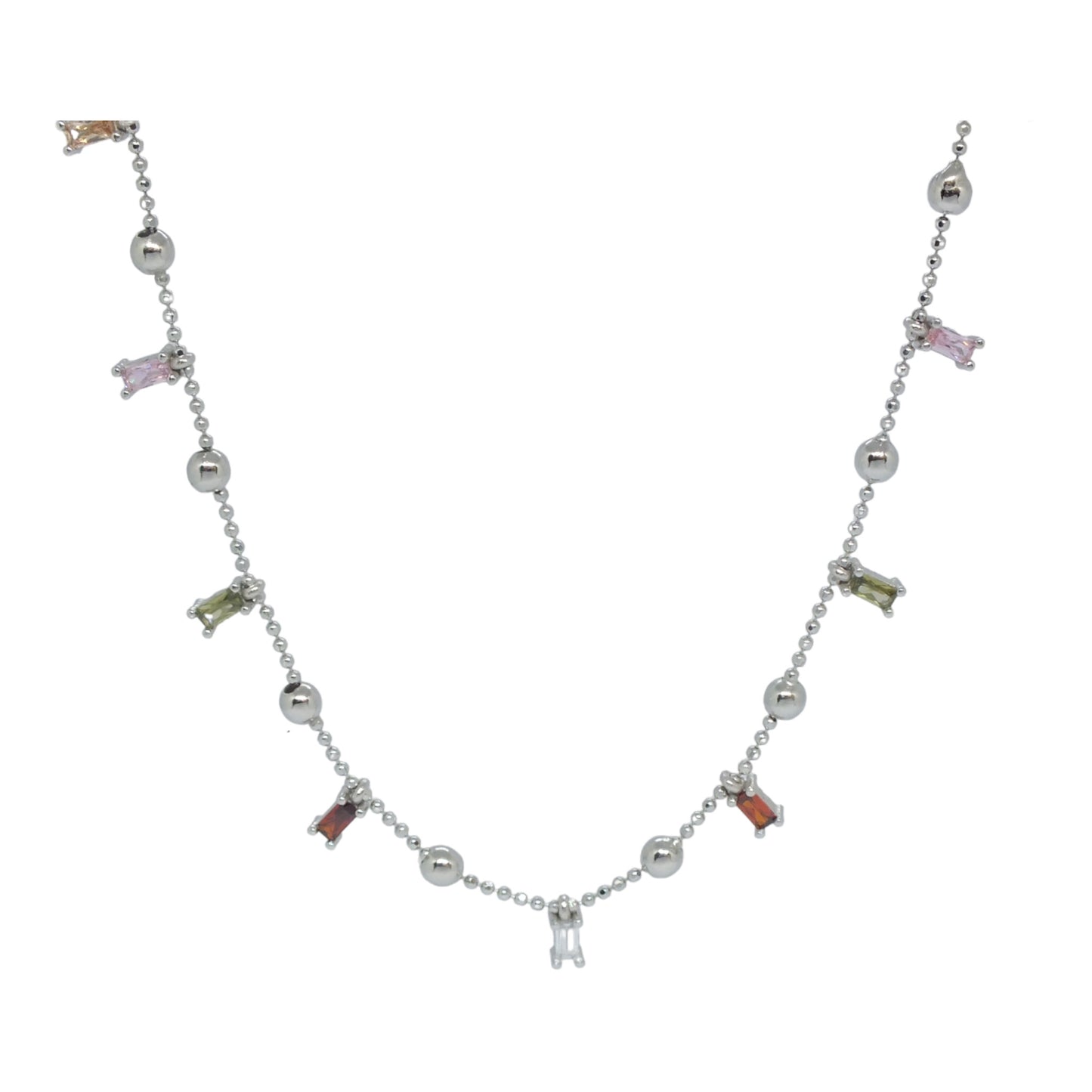 Colorful Silver Choker - تشوكر فضة بأحجار ملون