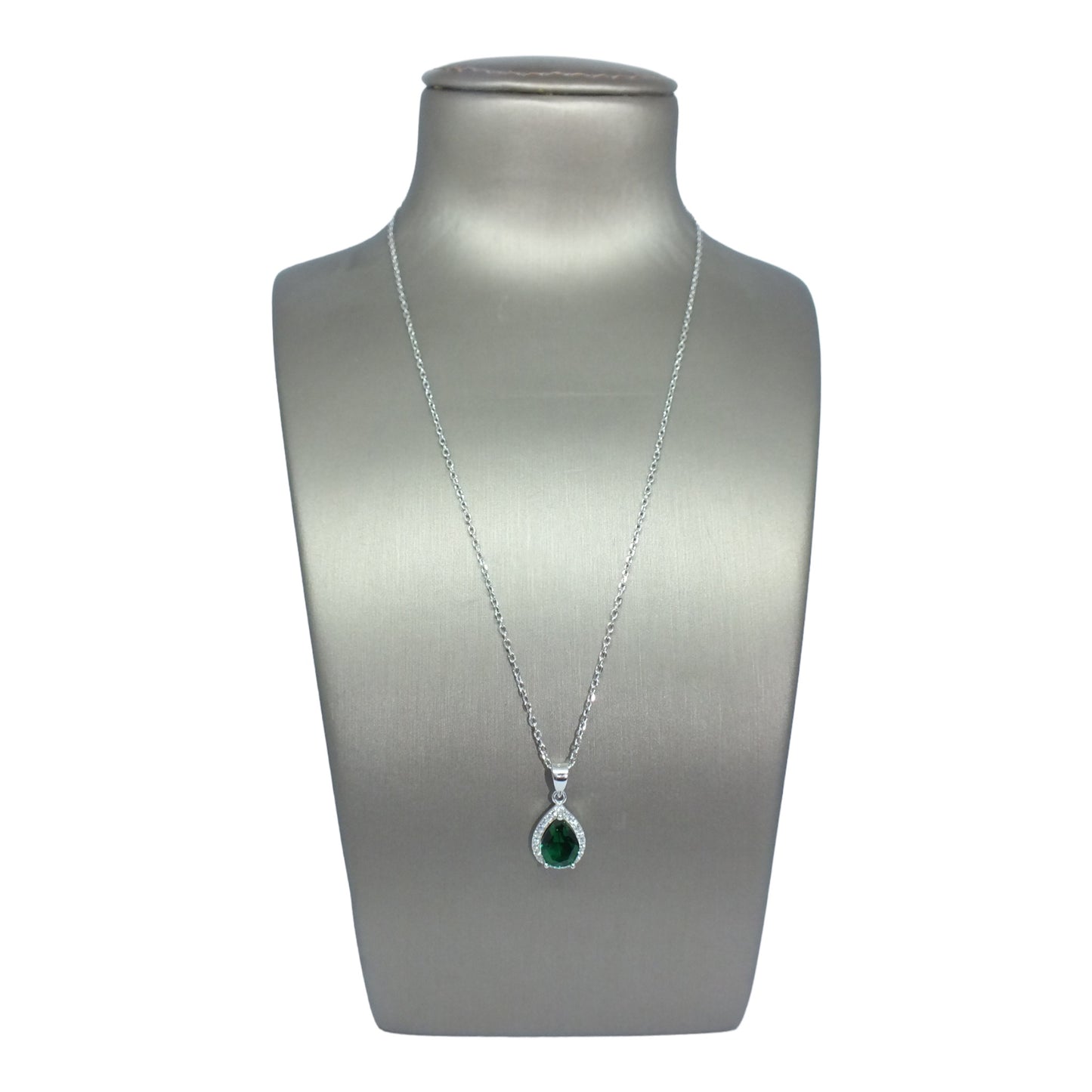 Green Stone Silver Necklace - سلسال فضة حجر اخضر