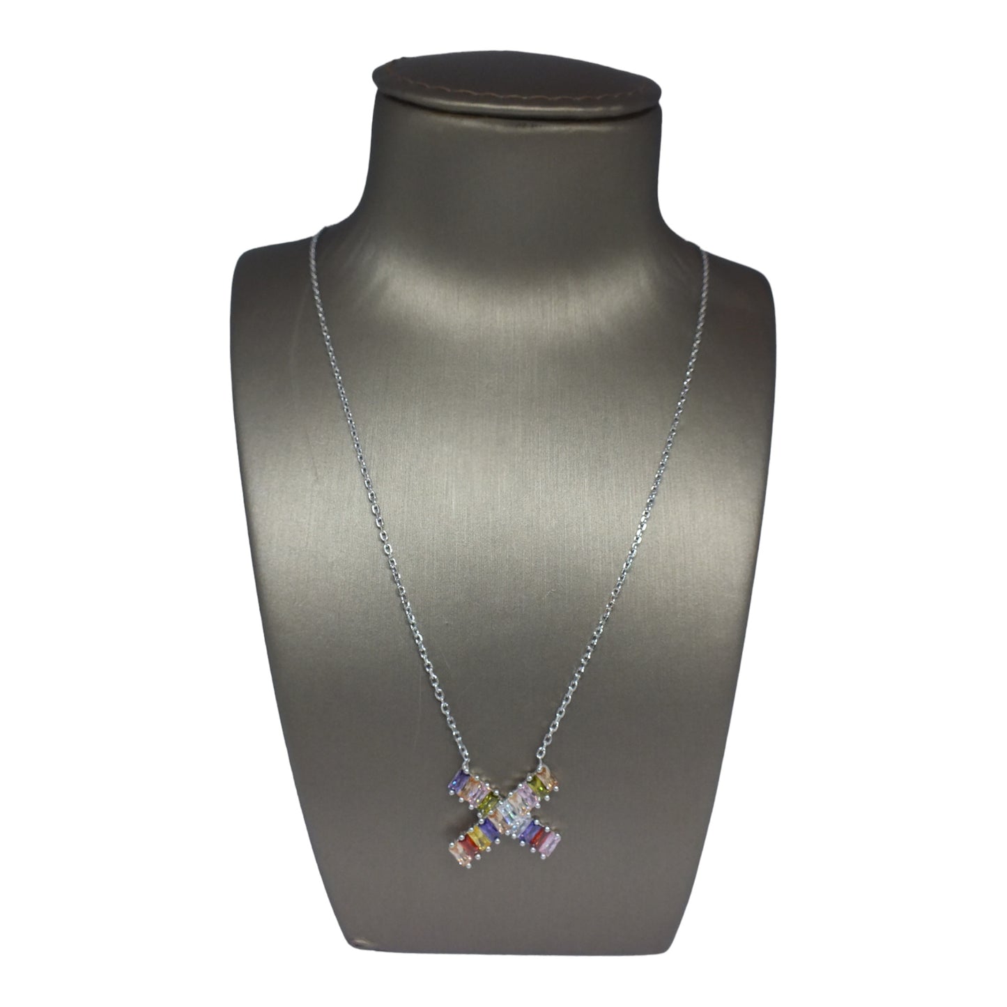 Silver Necklace (X) With Colorful Stones-سلسال فضة بأحجار ملونة