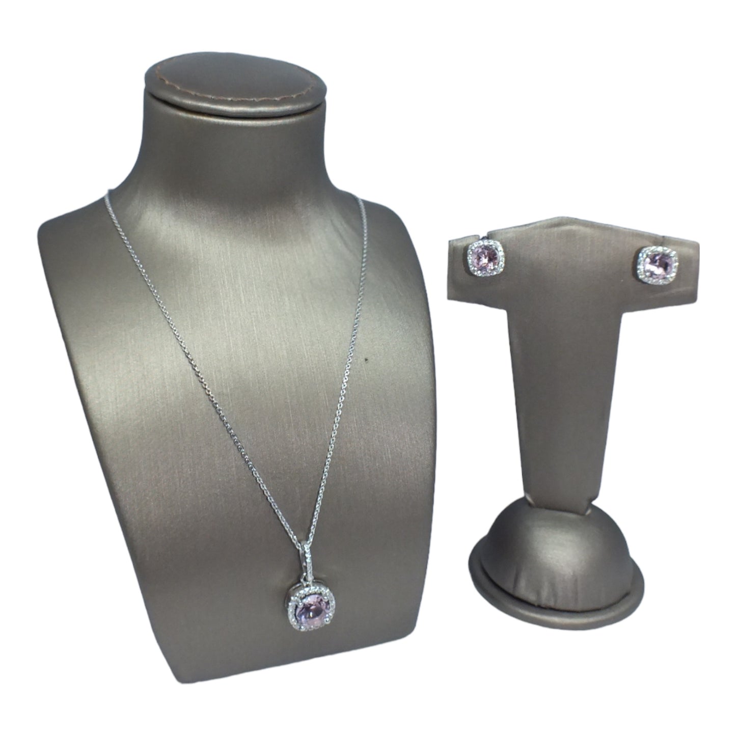 October Birthstone Silver Necklace & Earrings Miniset-طقم فضة سلسال و حلق حجر ميلاد شهر اوكتوبر