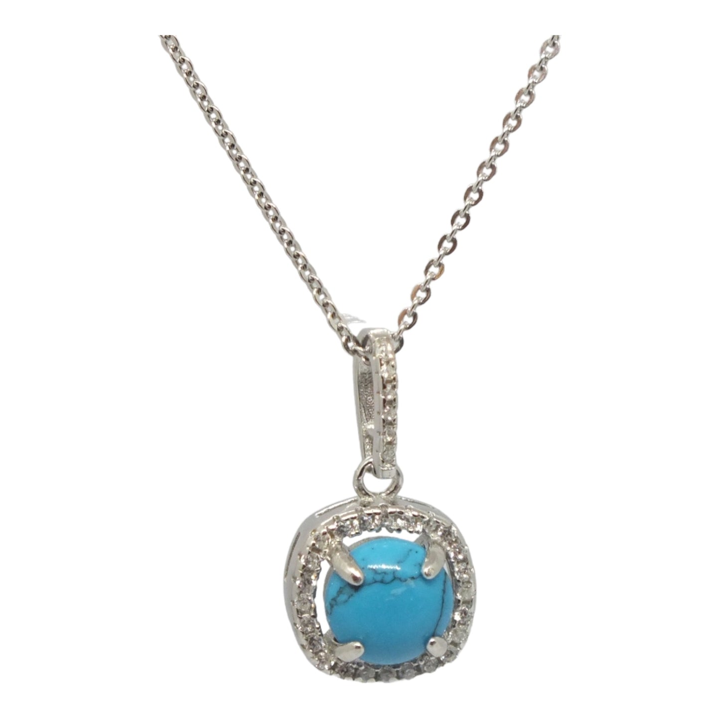 December Birthstone Turquoise Silver Necklace & Earnings Miniset-طقم فضة سلسال و حلق حجر ميلاد شهر ديسمبر