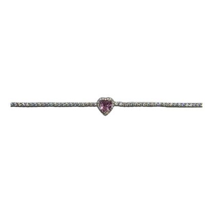 925 Silver Tennis Bracelet (4 Stone Colors option )-اسوارة تنس فضة مع قلب (٤الوان)