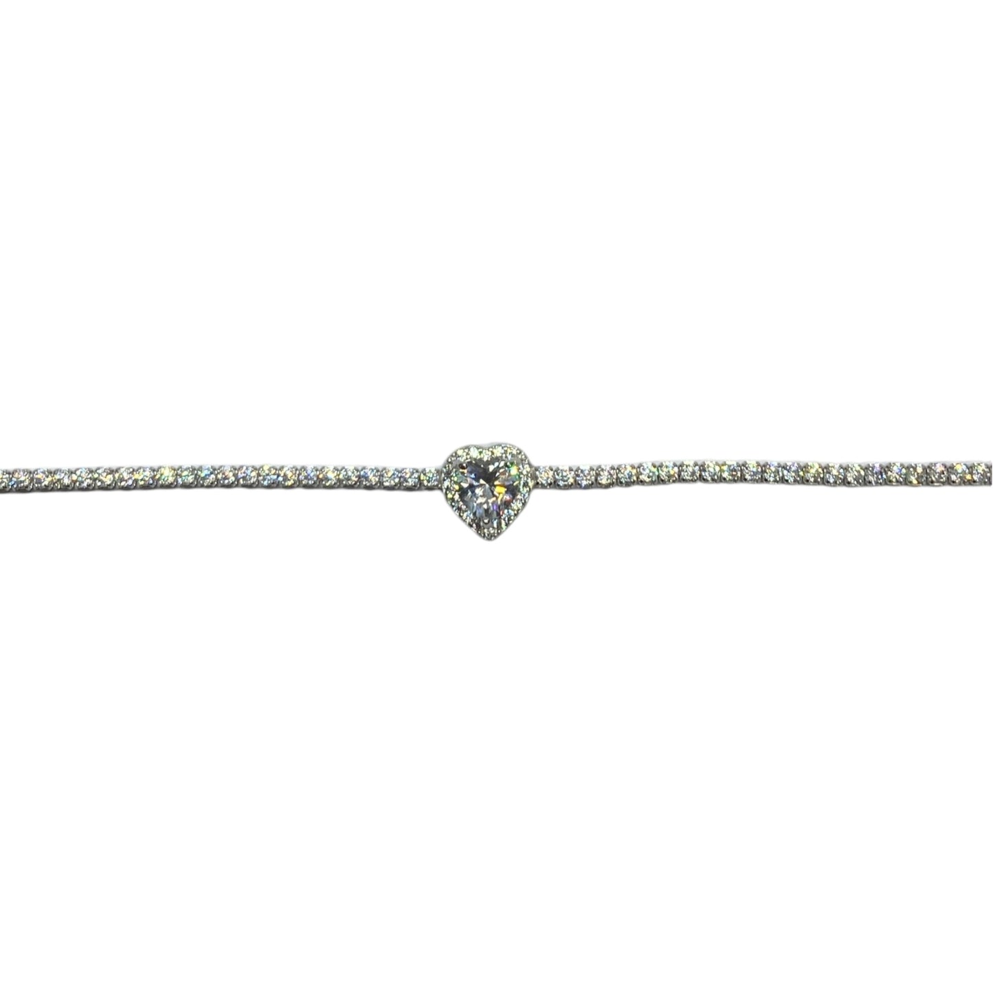 925 Silver Tennis Bracelet (4 Stone Colors option )-اسوارة تنس فضة مع قلب (٤الوان)