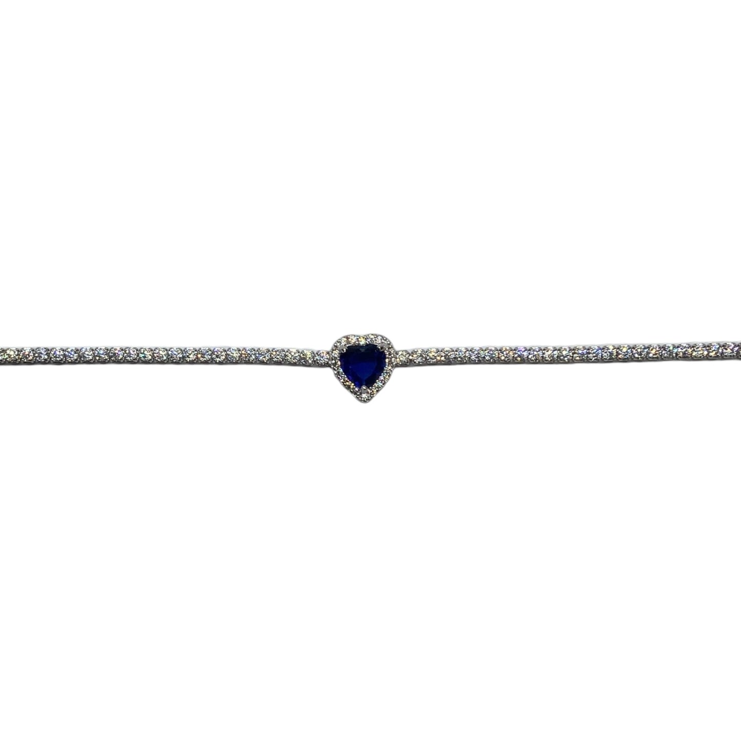 925 Silver Tennis Bracelet (4 Stone Colors option )-اسوارة تنس فضة مع قلب (٤الوان)