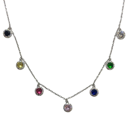 Silver Necklace with ColorfulStones-سلسال فضة باحجار ملونة  ⁩