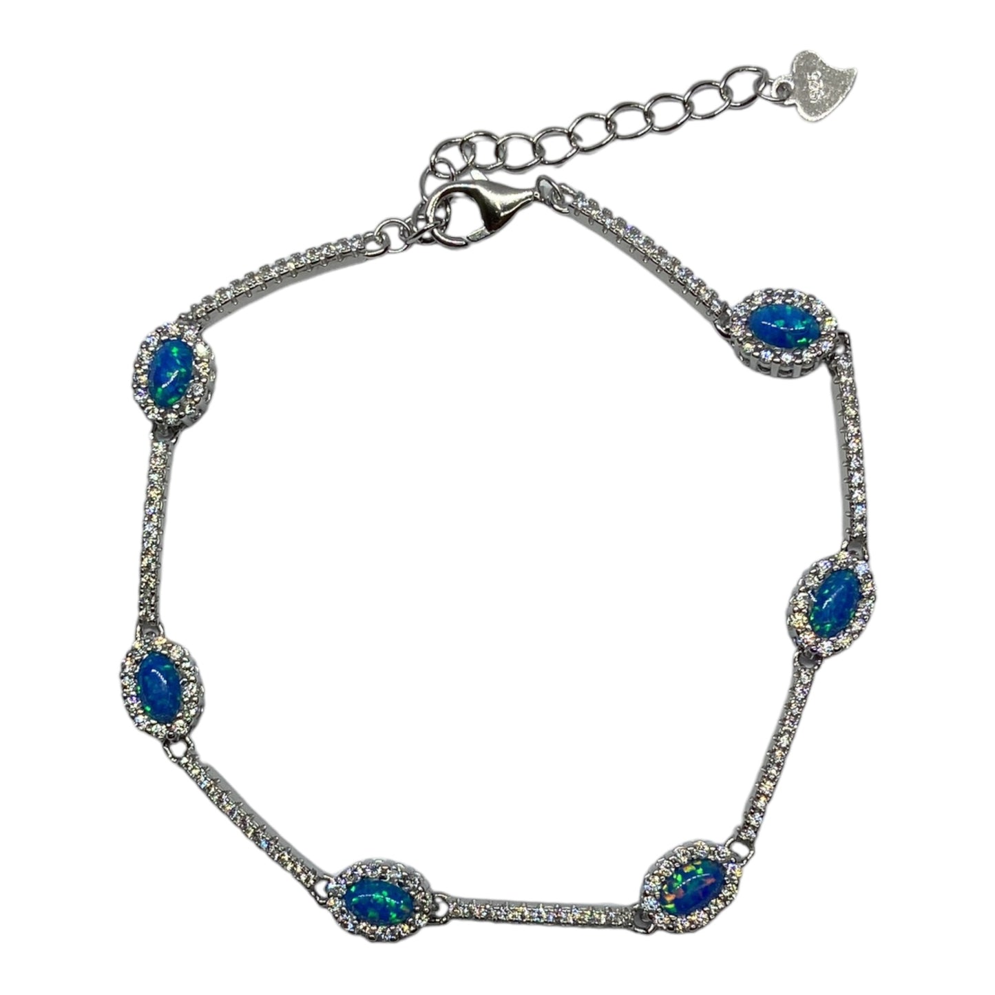 Silver Bracelet with colorful stones- اسوارة فضة باحجار ملونة