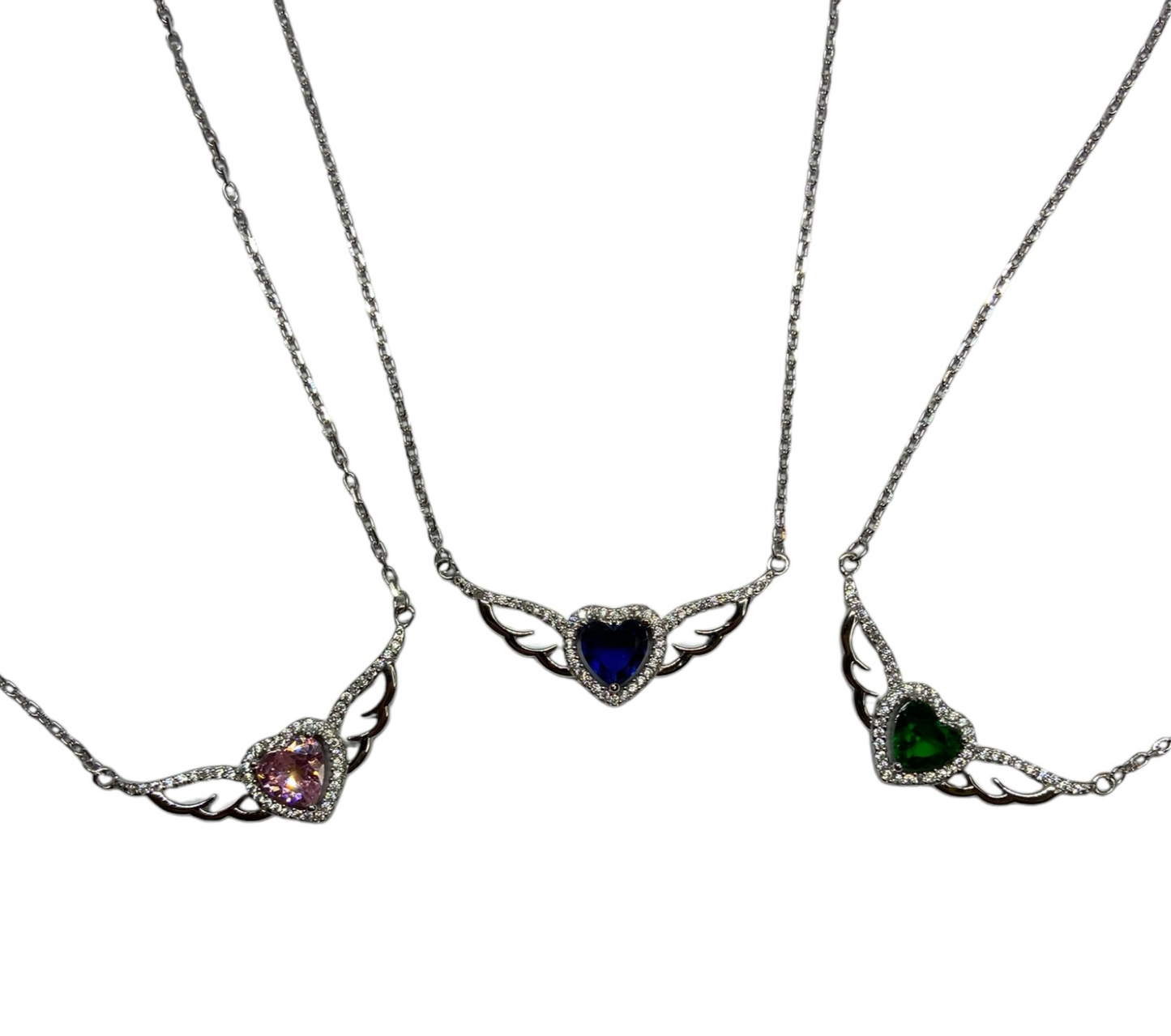 925 Silver with colorful heart Stone Necklace