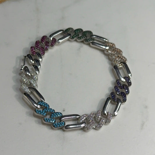 Colorful Silver Bracelet-اسوارة فضة باحجار ملونة