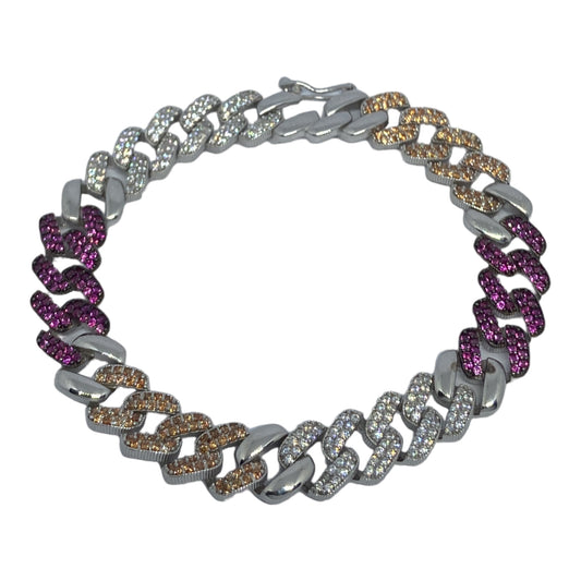 Silver Bracelet with colorful stones- اسوارة فضة باحجار ملونة