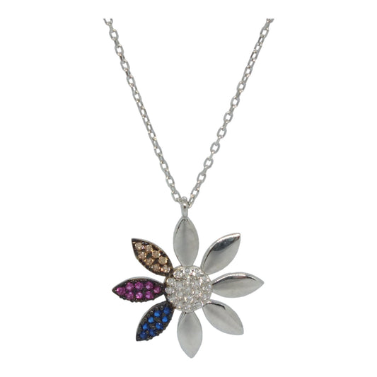 Silver Flower Necklace-سلسال فضة شكل وردة