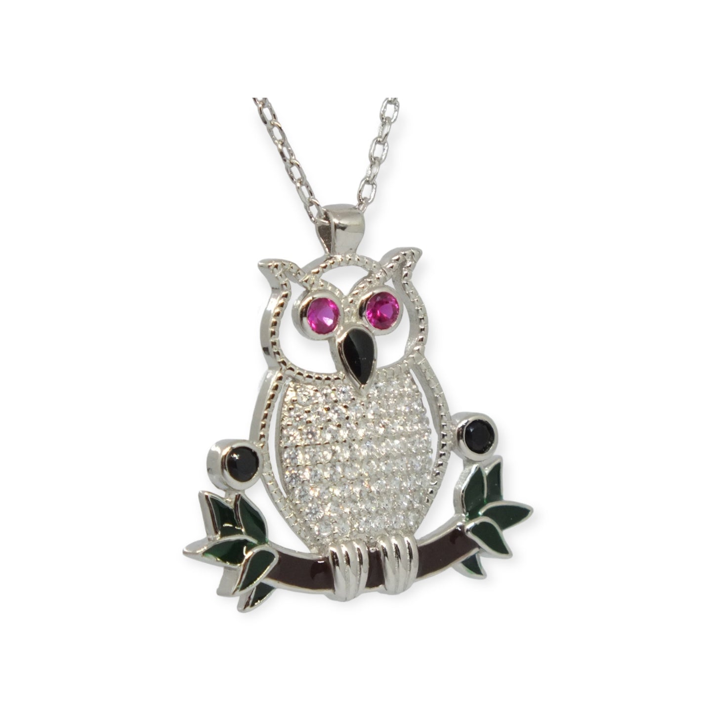 Owl Silver Necklace- سلسال فضة شكل بومة