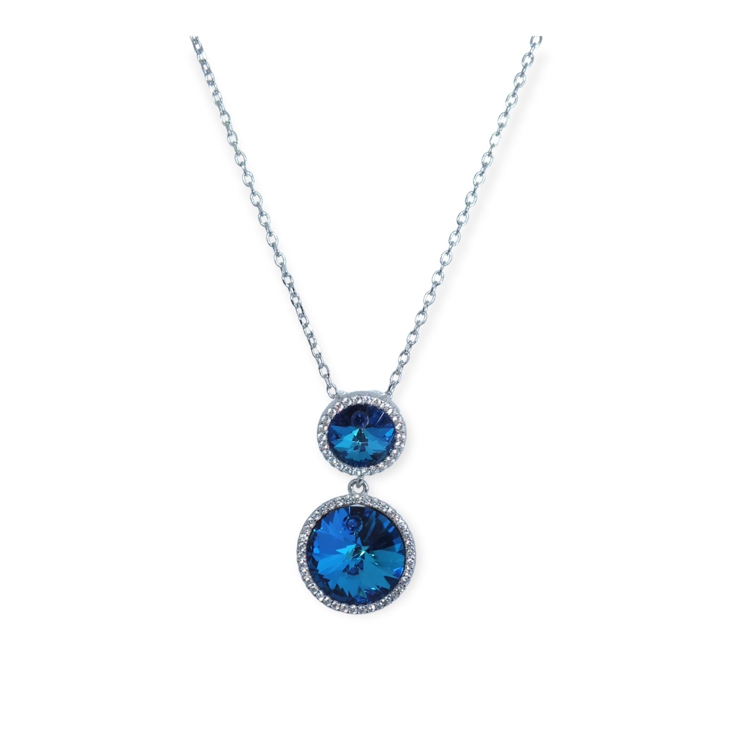 Blue Stone Silver Necklace- سلسال فضة حجر ازرق