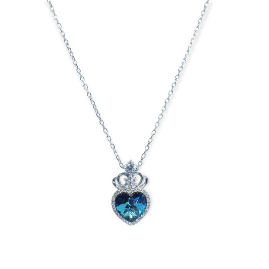 Blue Stone Heart Necklace- سلسال قلب بحجر ازرق