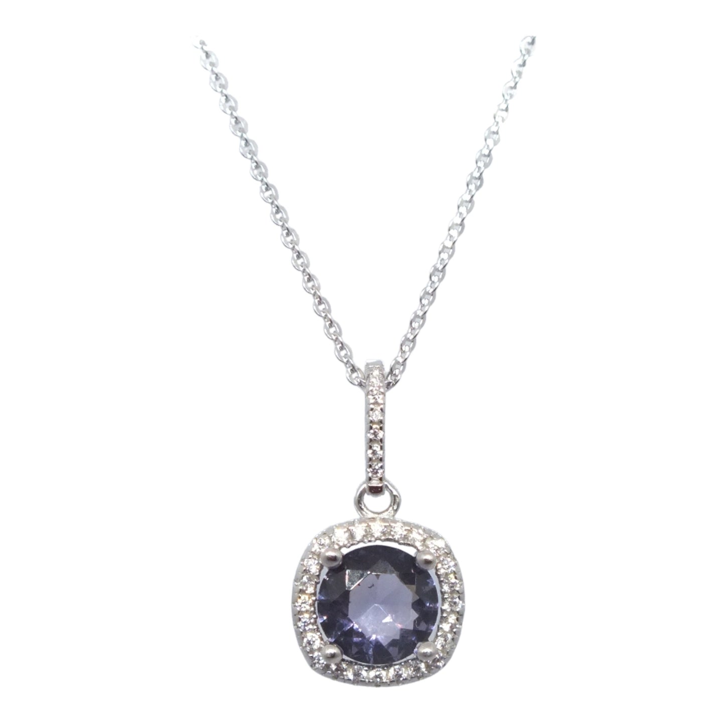 February Birthstone Silver Necklace & Earnings Miniset-طقم فضة سلسال و حلق حجر ميلاد شهر فبراير