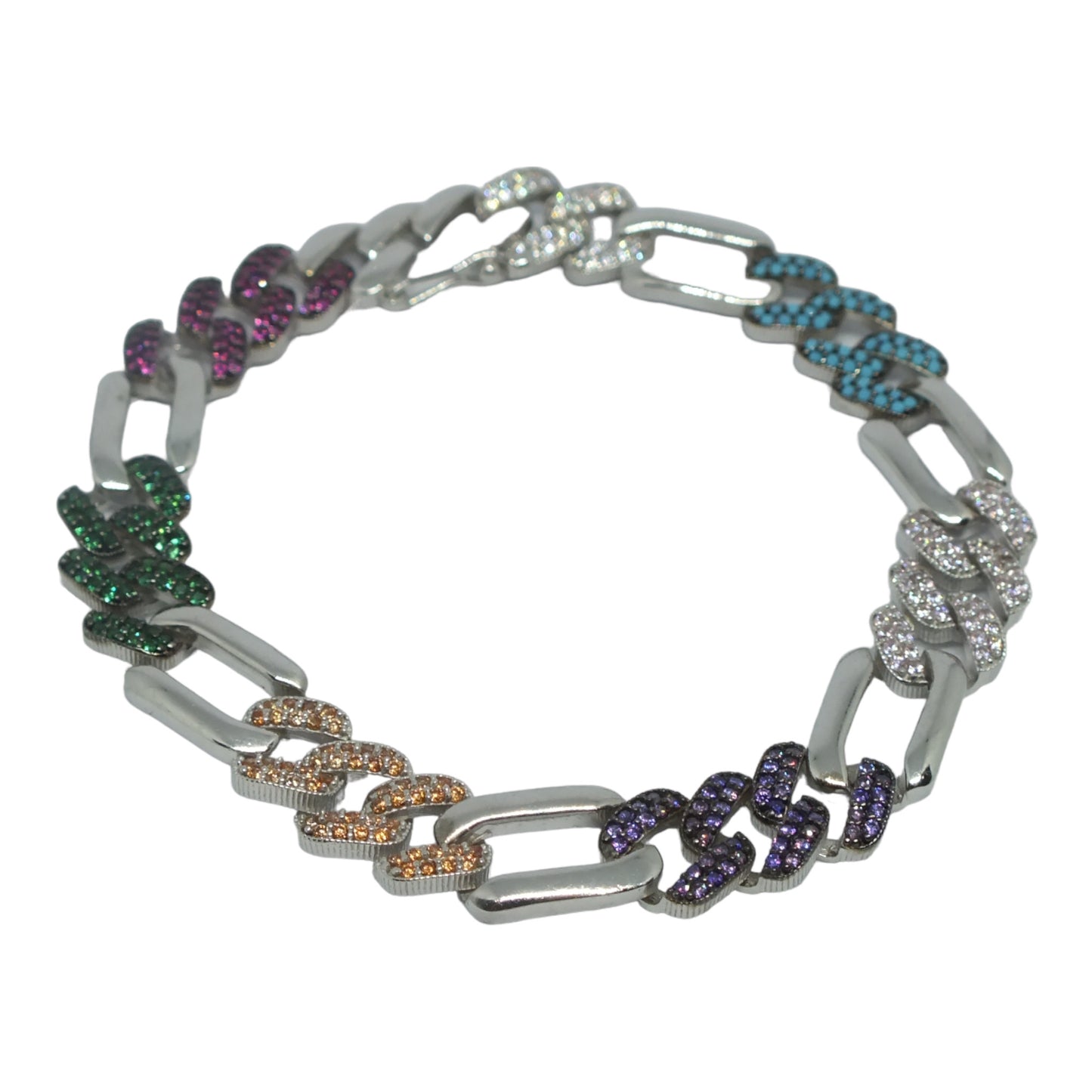 Colorful Silver Bracelet-اسوارة فضة باحجار ملونة