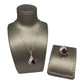 Red Stone Necklace & Ring Miniset-طقم فضة خاتم و سلسال حجر احمر