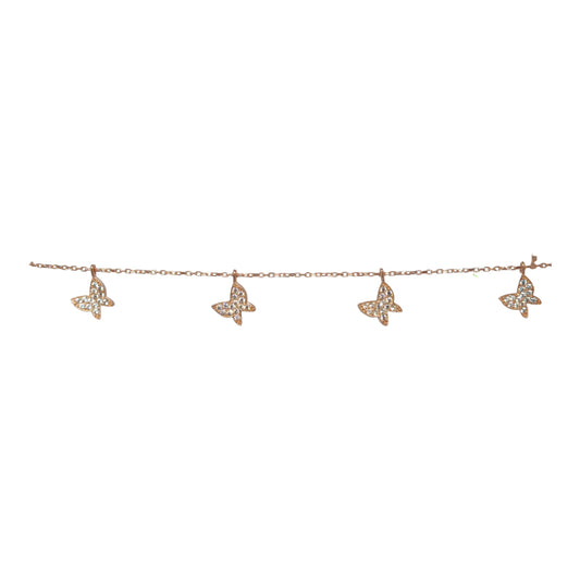 Silver Butterflies Bracelet(RoseGold Plated)- اسوارة فضة فراشات⁩⁩