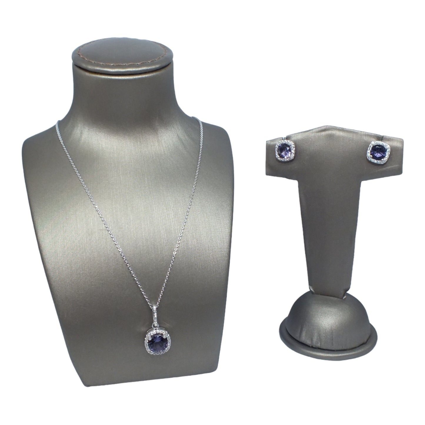 February Birthstone Silver Necklace & Earnings Miniset-طقم فضة سلسال و حلق حجر ميلاد شهر فبراير
