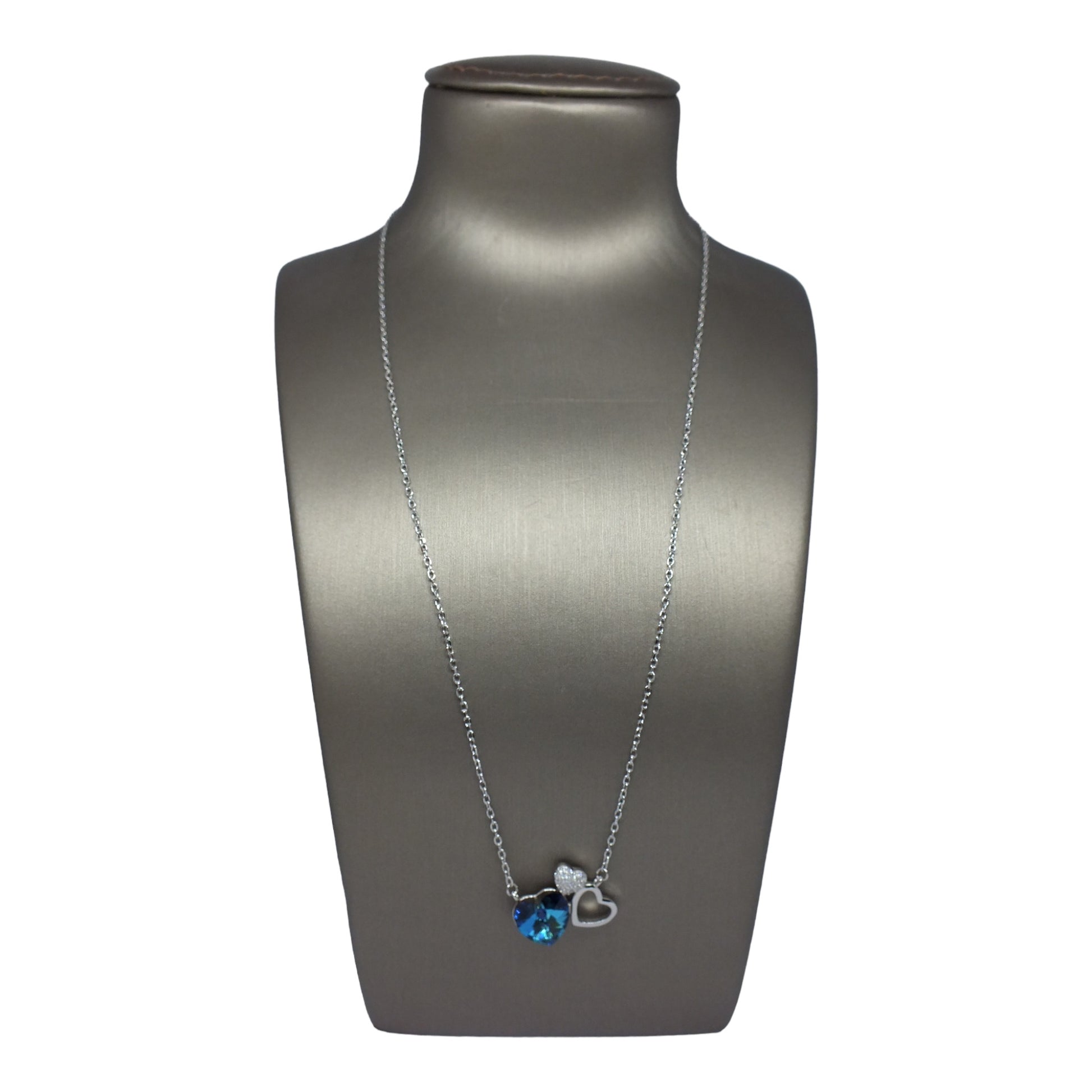 Blue Stone Hearts Necklace- سلسال قلوب بحجرازرق Blue Stone Hearts Necklace- سلسال قلوب بحجرازرق