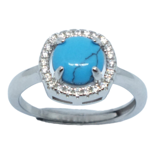 December Turquoise Silver Ring - خاتم فضة حجر فيروز حجر ميلاد شهر ديسمبر