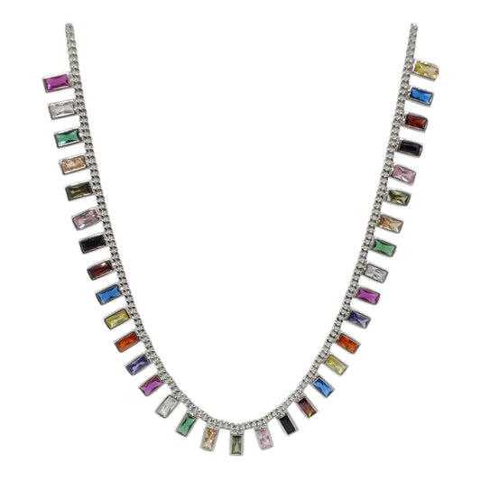 Silver Necklace with ColorfulStones-سلسال فضة باحجار ملونة  ⁩