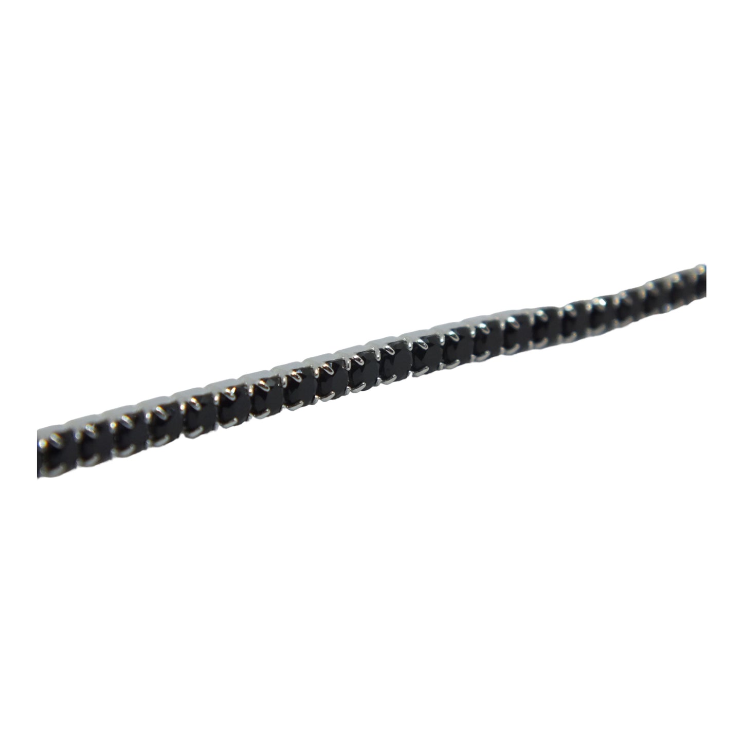 Silver Tennis Bracelet (Black Stones)-اسوارة تنس فضة بأحجار سوداء⁩