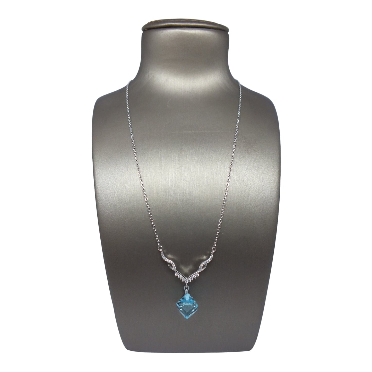 925 Silver Necklace- سلسال فضة مع حجر كريستال