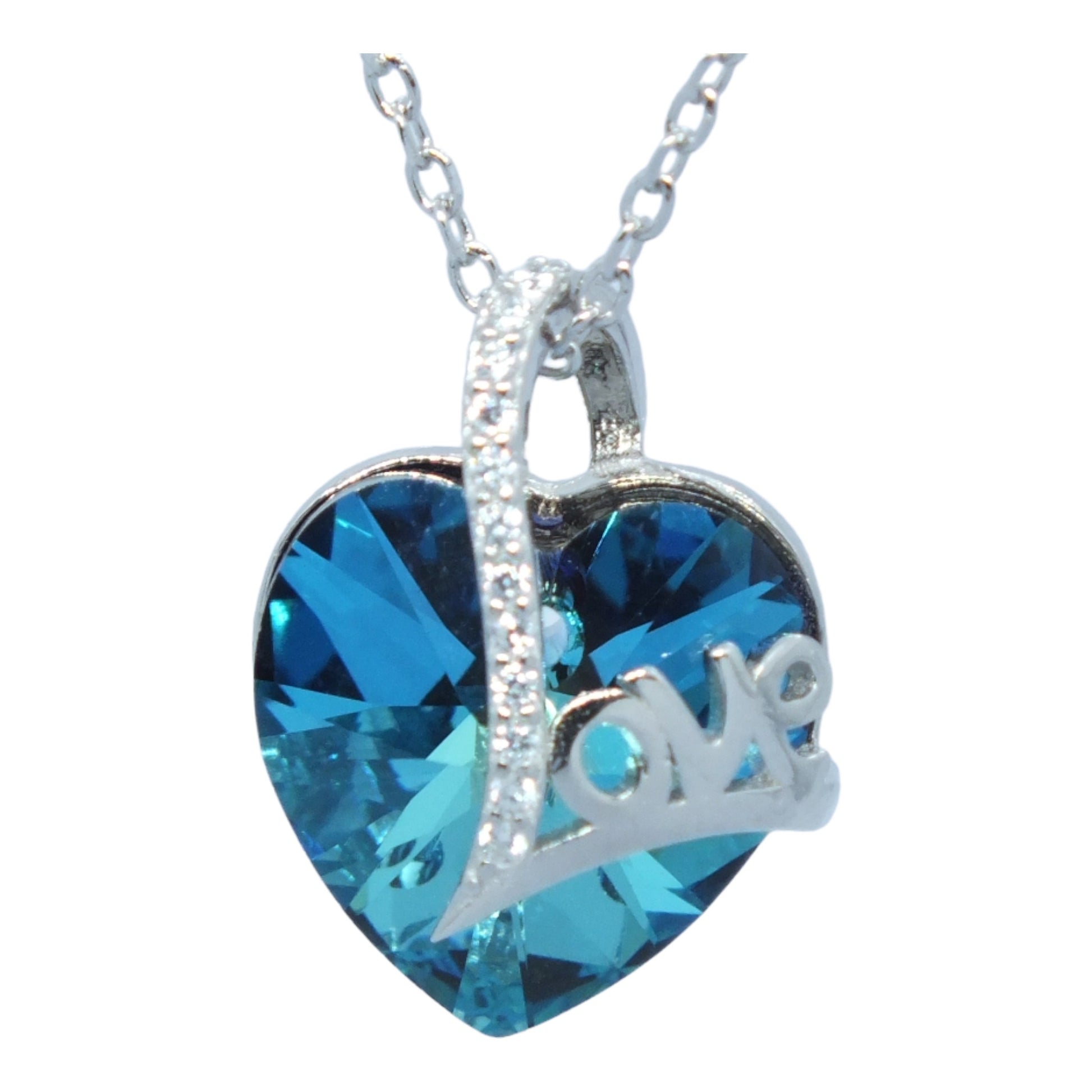 Blue Stone Heart Silver Necklace- سلسال فضة بحجر ازرق Blue Stone Heart Silver Necklace- سلسال فضة بحجر ازرق