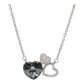Black Stone Hearts Necklace-سلسال فضة قلوب