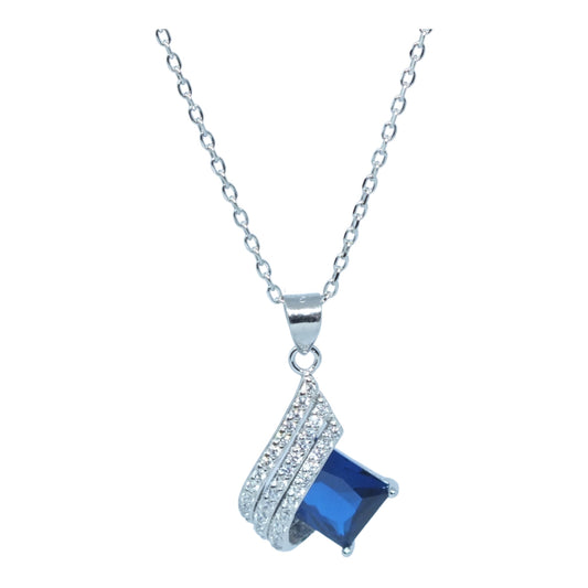 Blue Stone Silver Necklace - سلسال فضة حجر ارزق