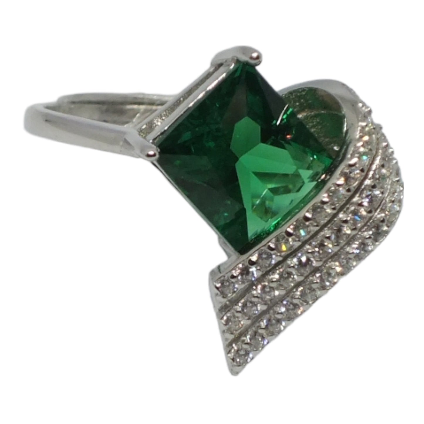 Green Stone Silver Necklace & Ring Miniset- طقم خاتم و سلسال فضة حجر اخضر