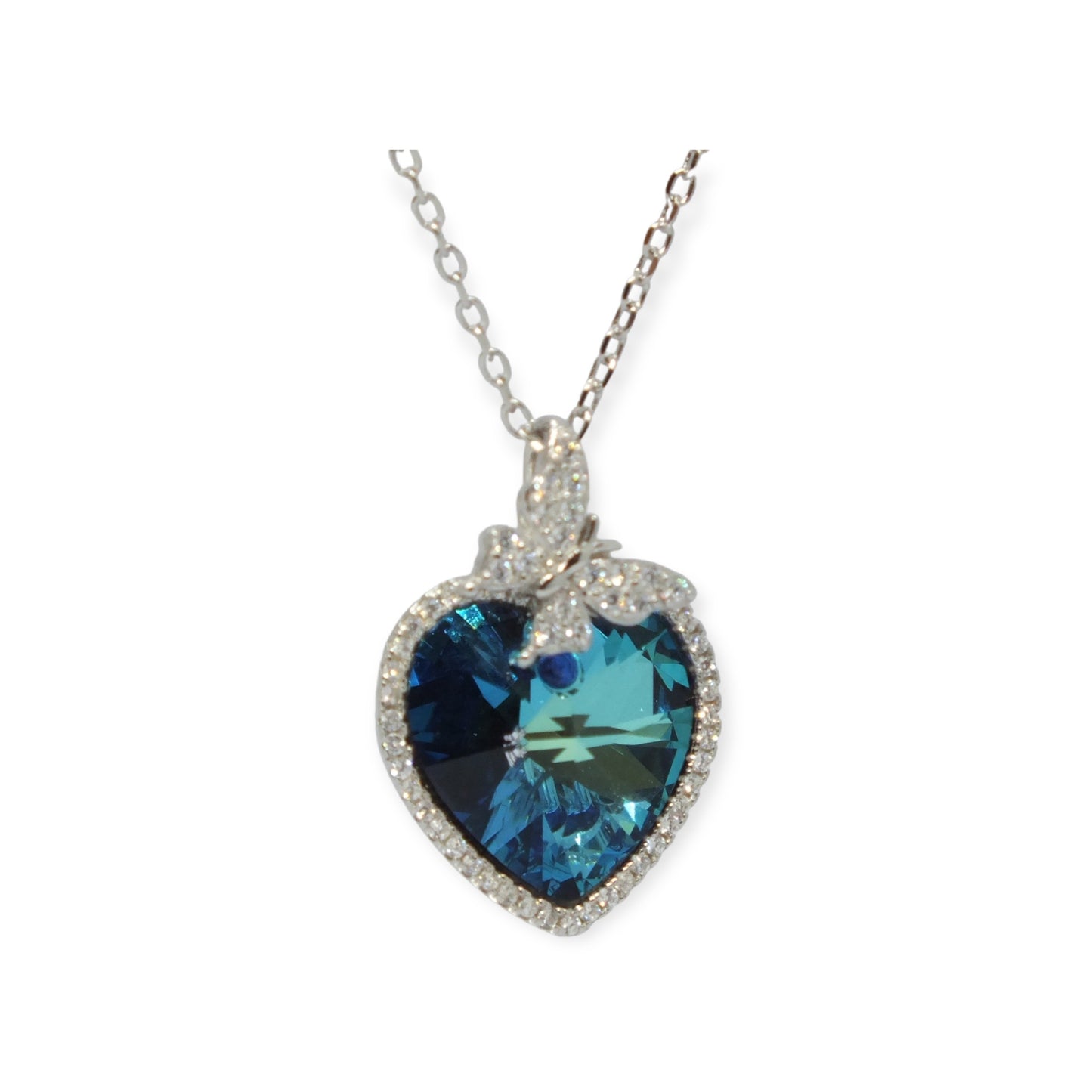 Silver Necklace With Blue Stone- سلسال فضة بحجر ازرق