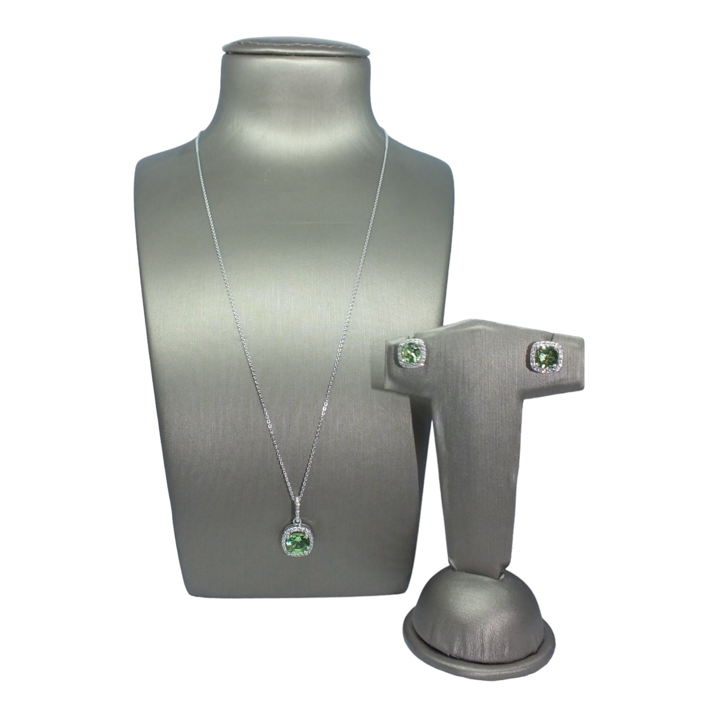August Birthstone Silver Necklace & Earrings Miniset-طقم فضة سلسال و حلق حجر ميلاد شهر أغسطس