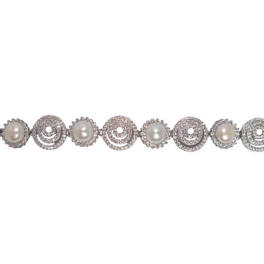 Silver Bracelet With Pearls-اسوارة فضة  مرصعة بالؤلؤ