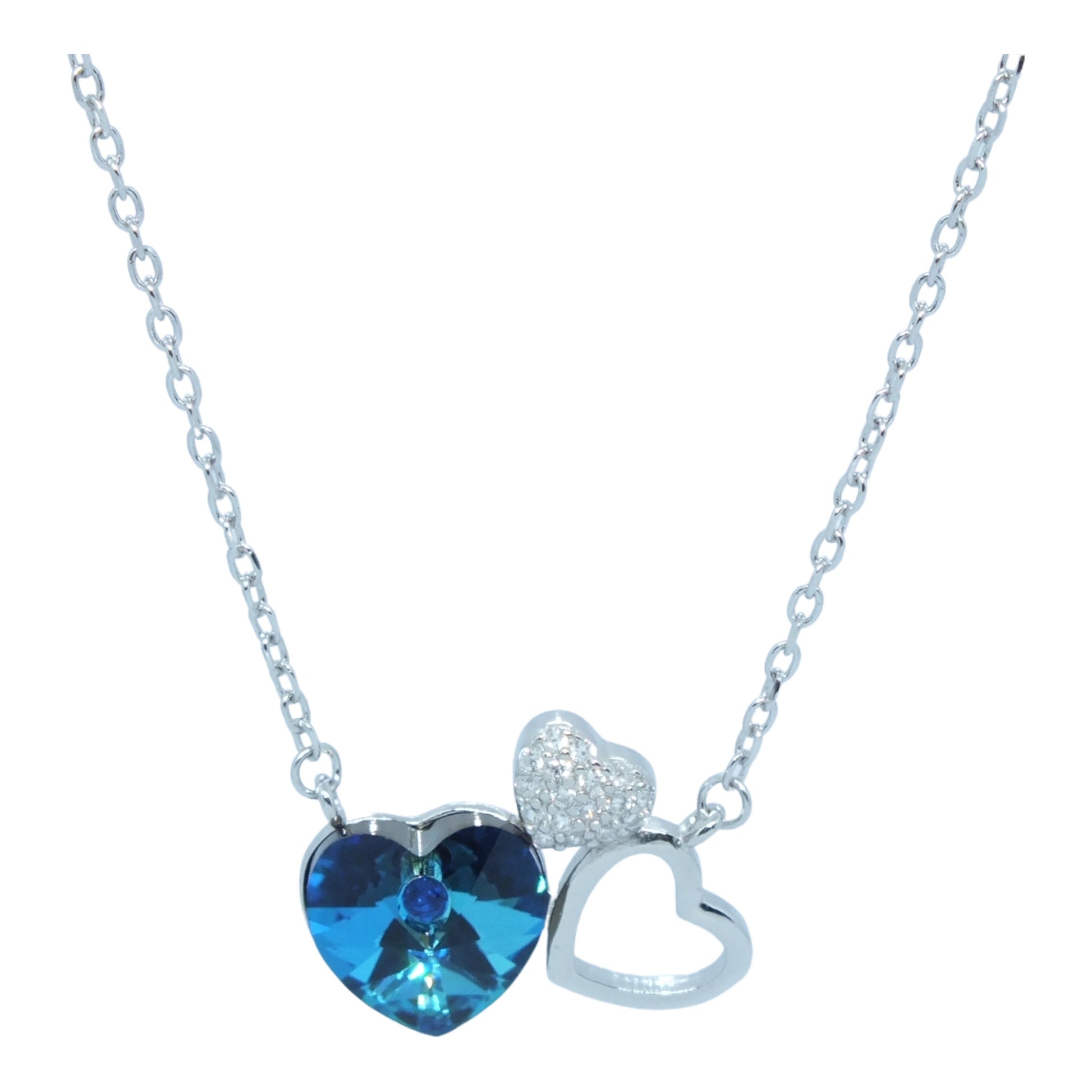 Blue Stone Hearts Necklace- سلسال قلوب بحجرازرق Blue Stone Hearts Necklace- سلسال قلوب بحجرازرق