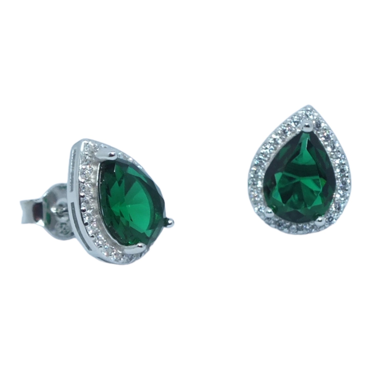 Green Stone Silver Necklace & Earrings Miniset- طقم فضة سلسال و حلق حجر اخضر